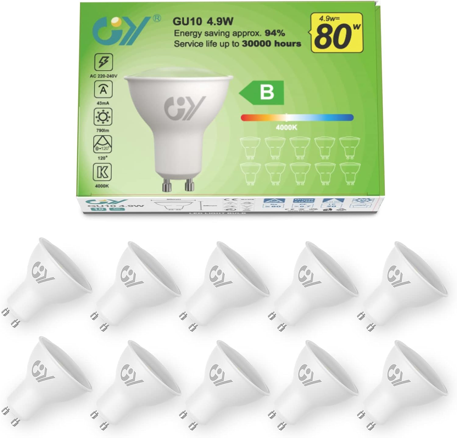 GY 4.9W Bombilla GU10 LED 4000K Blanco Neutro