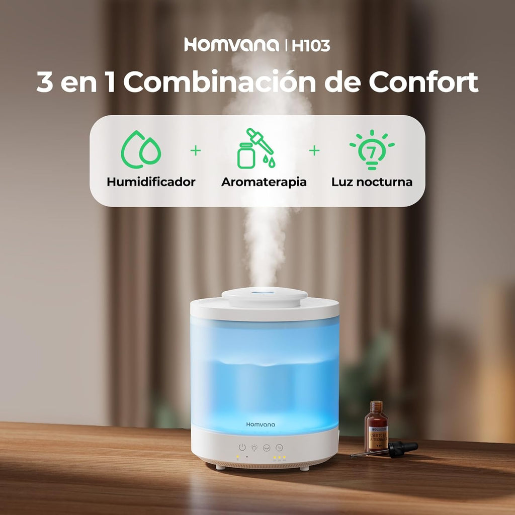 Homvana Humidificador Bebes mocos y tos I Difusor Aceites Esenciales Aromas