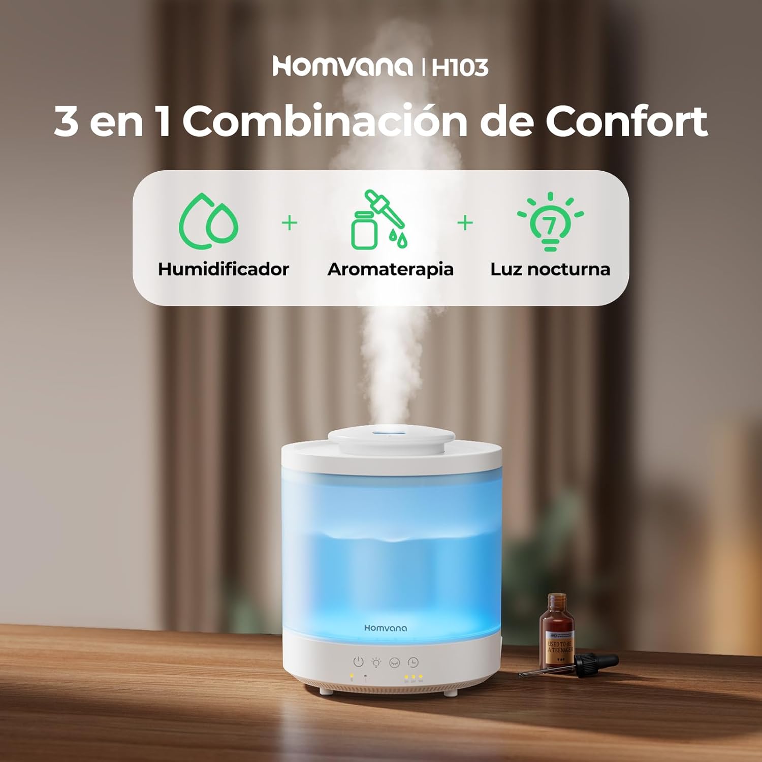 Homvana Humidificador Bebes mocos y tos I Difusor Aceites Esenciales Aromas
