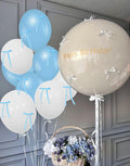 Globos con lazo azul blanco globos con lazo para cumpleaños