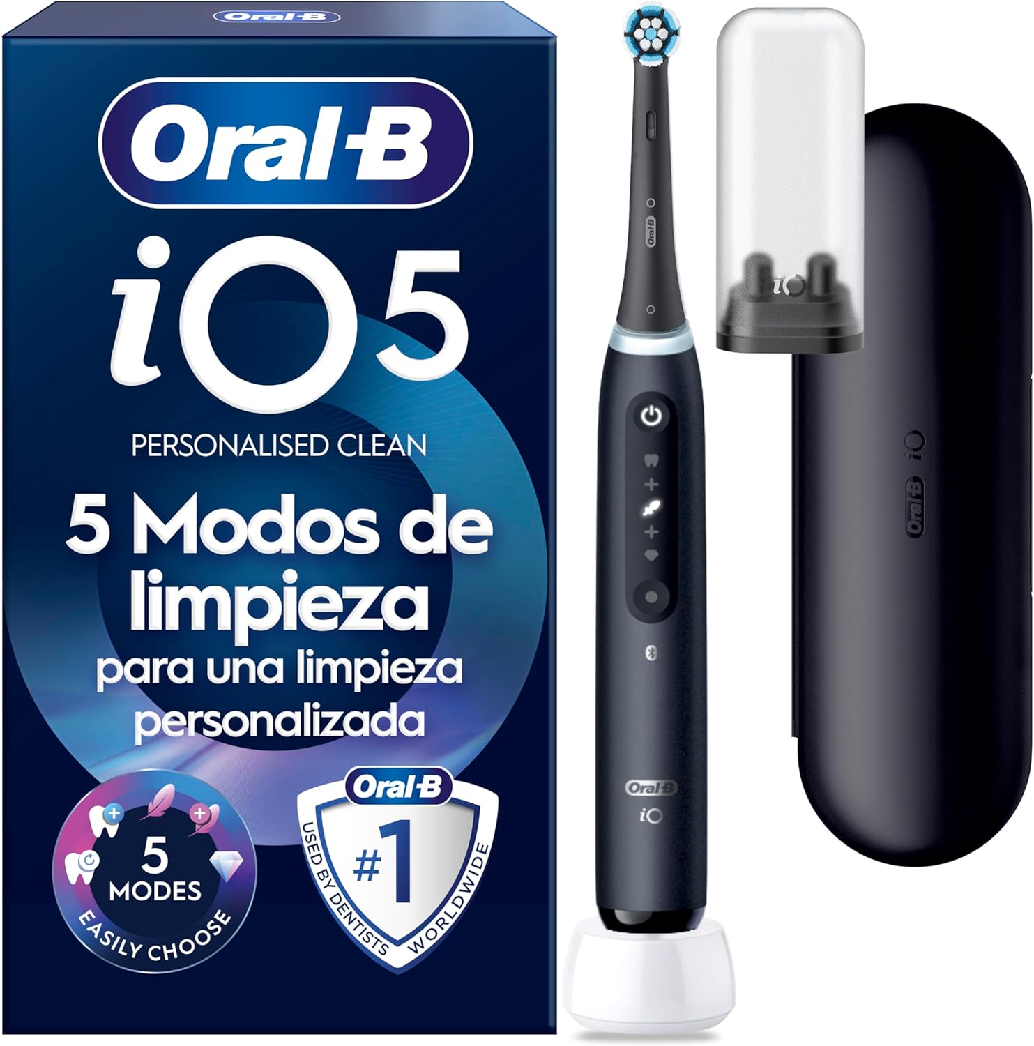 Oral-B iO 5 Cepillo de Dientes Eléctrico, 1 Cabezal, Negro