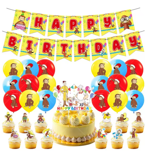 Globos de la Selva, Banner de Feliz Cumpleaños, Decoración para Pastel